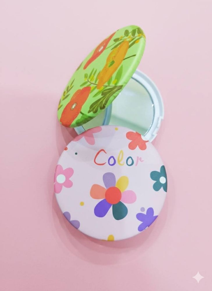 Imagen de ESPEJITO REDONDO C/DISEÑO FLOR 6264