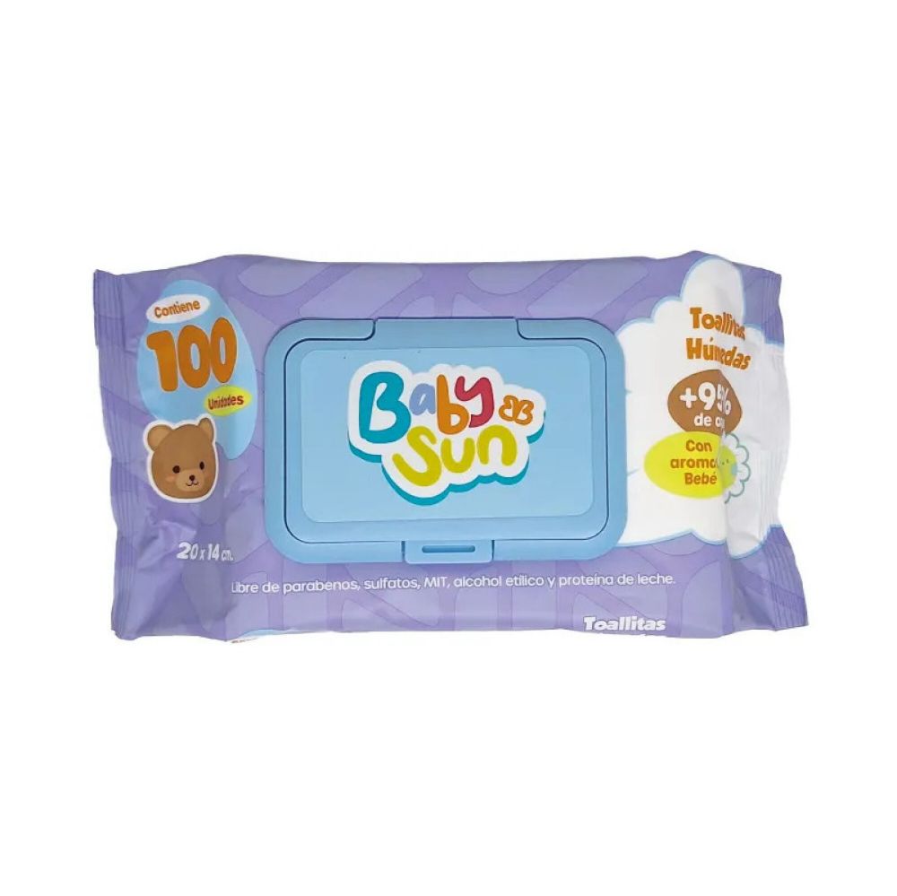 Imagen de TOALLITA BABYSUN C/TAPA 100UNID AROMA BEBE
